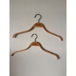 Rise Bamboo Wood Clothing Hangers Set of 2 Natural Brown with Non-Slip Grips